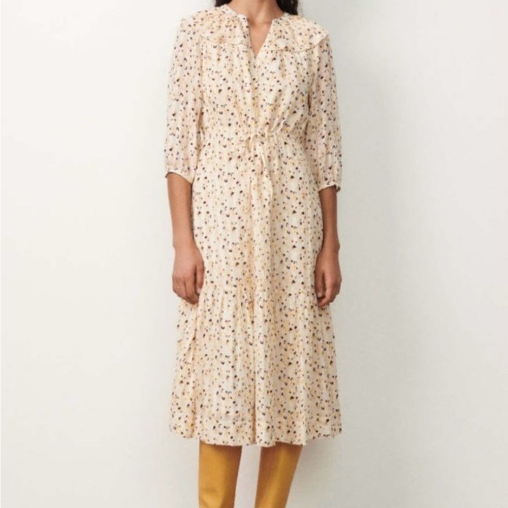 ba&sh Floral Midi Dress in Cream and Black - Picture 7 of 14